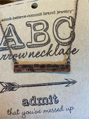'Admit • Believe • Commit' Copper Bar Necklace